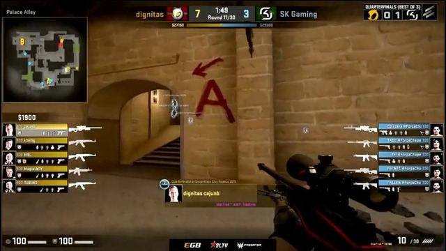 CS GO: ELEAGUE S2: SK vs Dignitas (Map 2, Mirage) (1/4 Final)