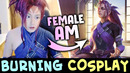 Burning cosplaying female anti-mage persona