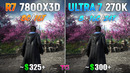 Ryzen 7 7800X3D vs Ultra 7 270K Plus – Test in 10 Games