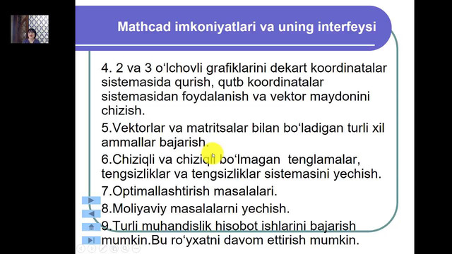 Mathcadda matematik ifodalar va funksiyalar bilan ishlash