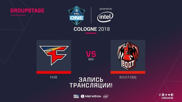 FaZe vs B.O.O.T.-d[S] – ESL One Cologne 2018 – de dust2 [GodMint, Anishared]