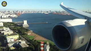 Красивый заход на посадку Боинга 787 в аэропорту Токио