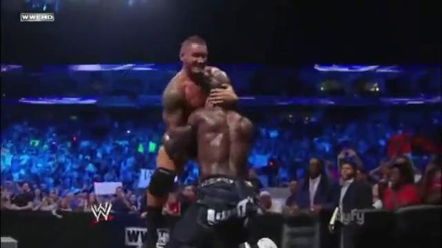 Randy Orton RKO To R-Truth On The Announcer Table