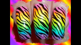 Acid Zebra Nail Art (Ногти с принтом зебры)