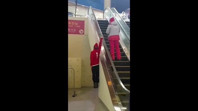 Olympic Skier Takes Escalator In New Way | People Are Awesome #shorts