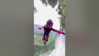 Person Performs Amazing Base Jumps across Spain