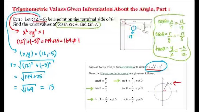 8 – 2 – Trigonometric Values Given Information About the Angle, Part 1 (6-56)
