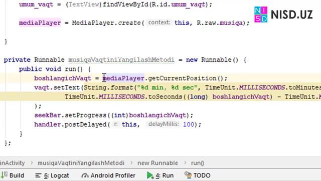 70 – Andoid Studio da – MediaPlayer yasaymiz 3-dars