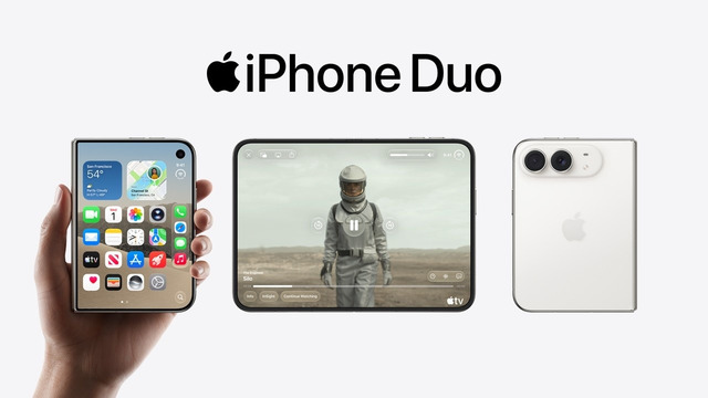 IPhone Duo: The largest display of any iPhone. Foldable. Posable. And durable