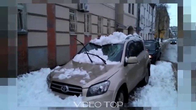 Как падает лед с крыши на автомобили # 2