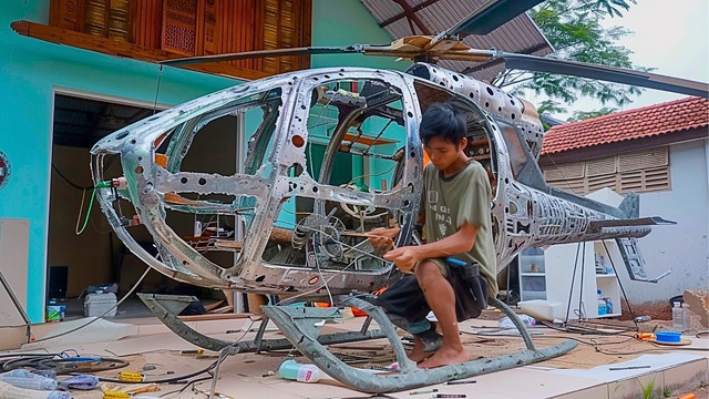 Man Builds Full-Size Helicopter from Scratch | Start to Finish DIY by @Dodoan123