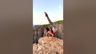 Woman Does Contortion On Edge Of Cliff | People Are Awesome #shorts