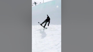 Snowboarder Tail Wheelies Down Halfpipe | People Are Awesome