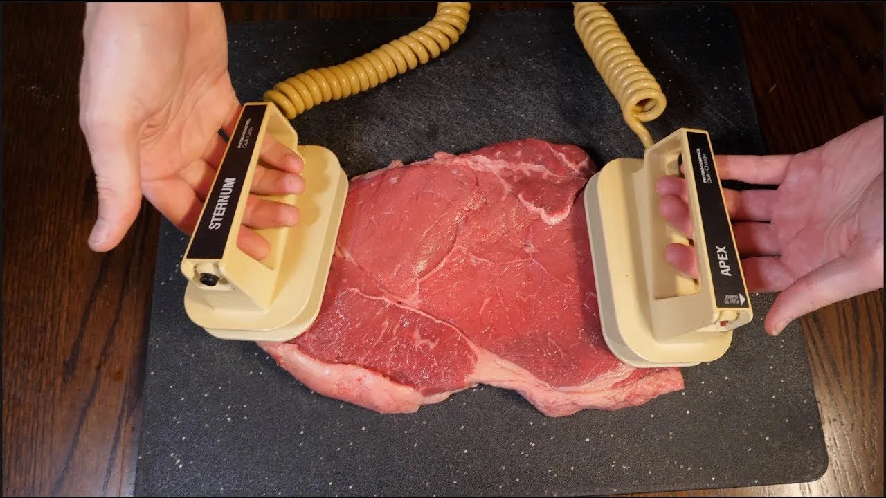 Насчет мяса. We defibrillated a Steak.