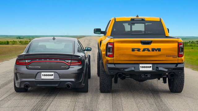 Кто победит в заезде: Dodge Charger с 1000 л.с или Dodge RAM с 1000 л.с