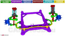Подвеска на двух поперечных рычагах (вид независимой подвески). 3д анимация