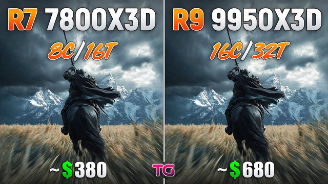 Ryzen 7 7800X3D vs Ryzen 9 9950X3D – Test in 10 Games