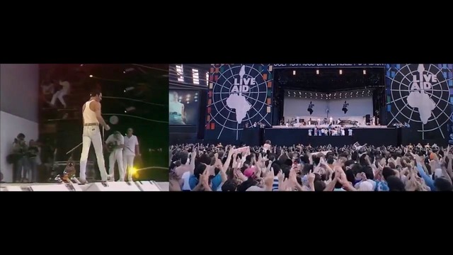 Cравенение оригинального концерта Queen со сценой из фильма ‘Богемская рапсодия