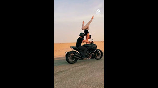 Woman Does Handstand on Moving Motorcycle | People Are Awesome #shorts