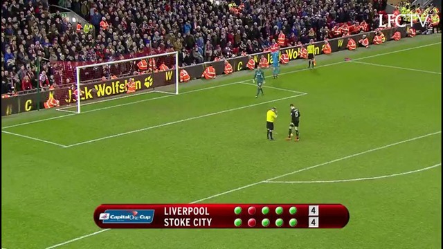 Liverpool 0-1 (6-5) Stoke Capital One Cup 26/01/2016 Penalties