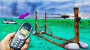 Бедная машина! огромная рогатка стреляет нокиа 3310 по ваз 2101