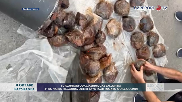 Surxondaryoda mashina gaz ballonida 41 kg narkotik modda olib ketayotgan fuqaro qo‘lga olindi