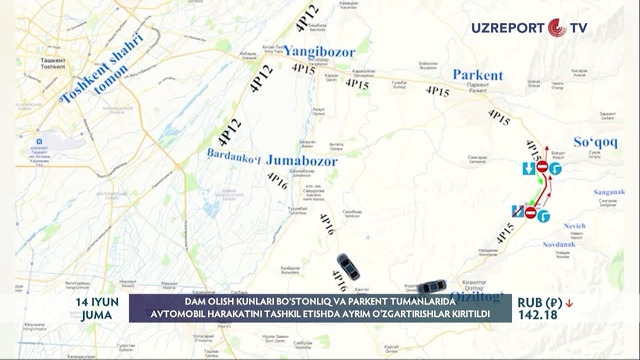 Bo‘stonliq va Parkent tumanlarida avtomobil harakatini tashkil etishda ayrim o‘zgartirishlar