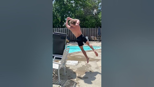 Guy Flips Over Chair Into Swimming Pool| People Are Awesome