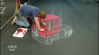 Transformers Optimus Prime 3D Chalk Art