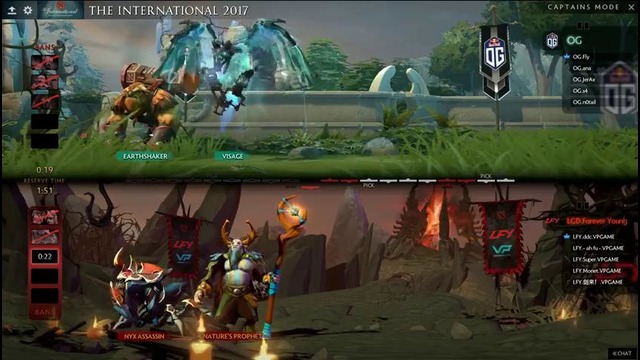 Dota2: The International 2017: OG vs LGD Forever Young (Group Stage, Game 1)