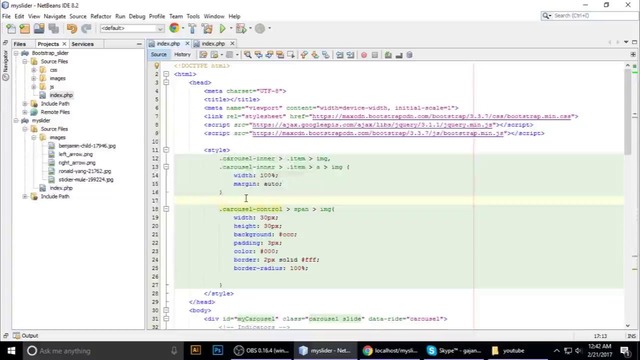 Responsive image slider using javascript bootstrap css
