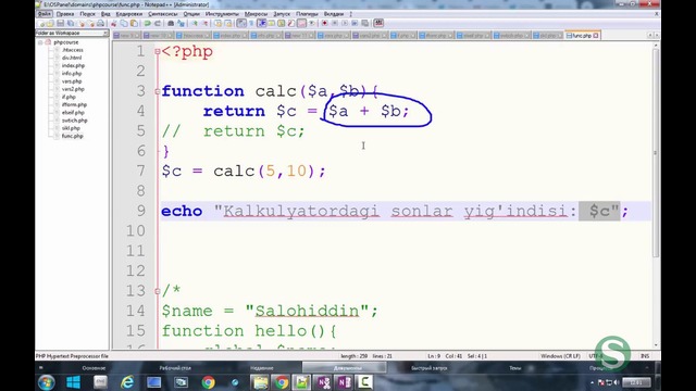 6 PHPda Function funksiyalar bilan ishlash {6-DARS} – – Salohiddin Yoqubovdan PHP d
