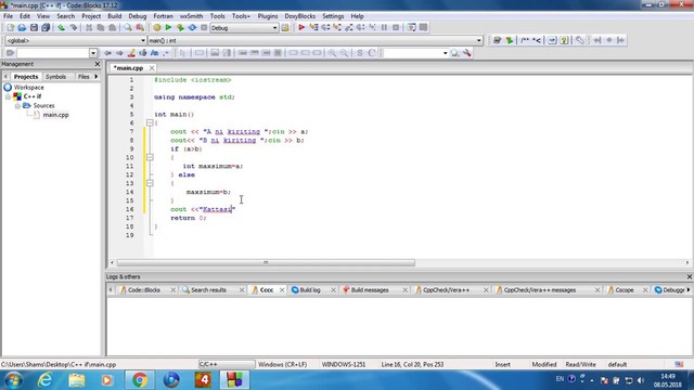 C++ da shart tekshirish operatori