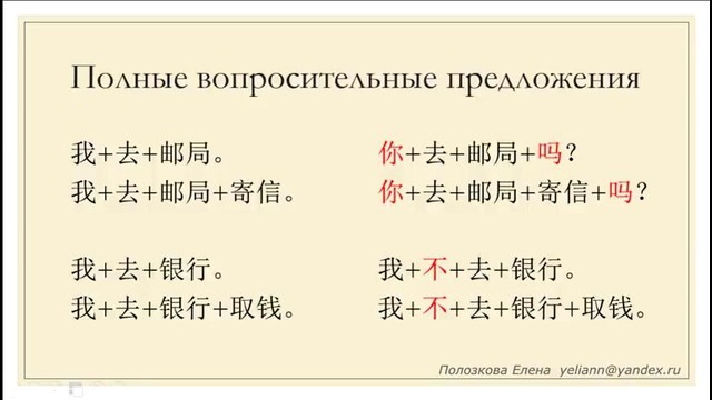 Китайский для начинающих (Е. Полозкова). Урок 7. Простая грамматика. Повторяем
