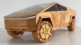 Wood Carving – Tesla Cybertruck (Tesla Truck) – Woodworking Art