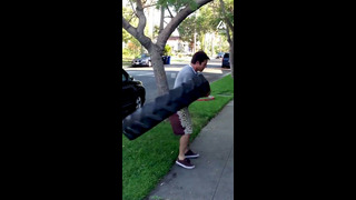 Man Uses Tire As Hula Hoop | People Are Awesome