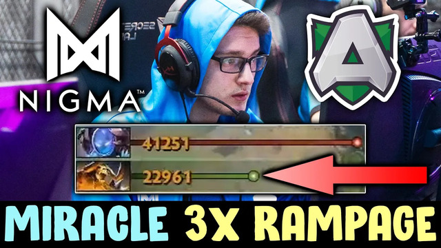 NIGMA vs Alliance — Miracle 3x RAMPAGE hard outfarm everyone