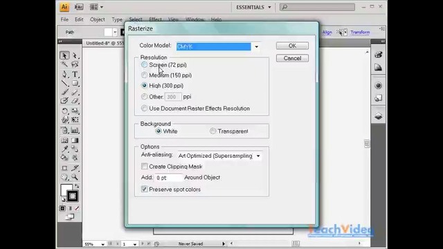 25. Illustrator как растеризовать слой (создать точечный объект) – www.PCinfo.Uz