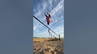 Balancing act meets beach vibes