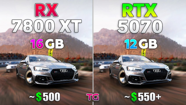 RTX 5070 vs RX 7800 XT – Test in 12 Games