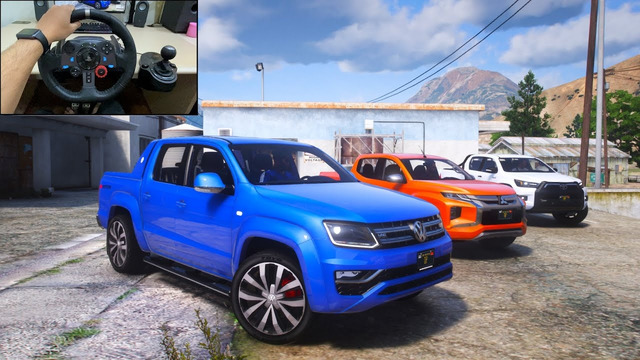 GTA 5 – Volkswagen Amarok OFFROAD CONVOY – Stealing Cars Action Movie and Steering Wheel Gameplay