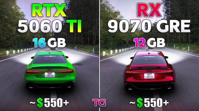 RTX 5060 Ti 16GB vs RX 9070 GRE 12GB – Test in 10 Games