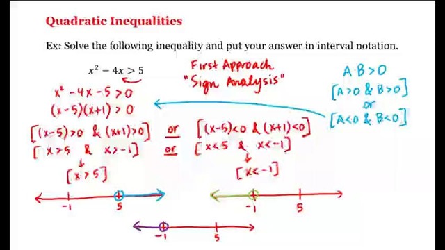 5 – 6 – Quadratic Inequalities (9-12)