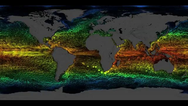 Течения в океане по данным модели ECCO2