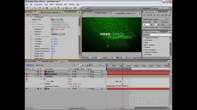 Видеоурок по After Effects Скорость частиц