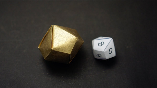 Single Sheet Origami Decahedron | D10 Dice | Christmas Ornament (Jo Nakashima)