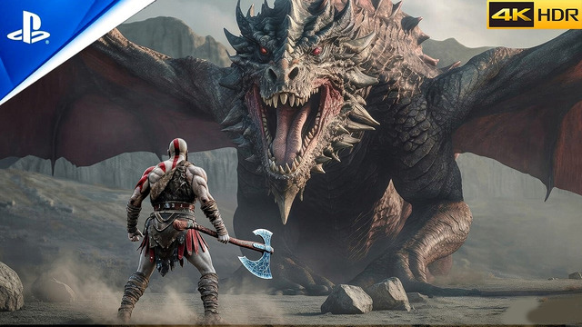 GOD OF WAR | Kratos vs Giant Dragon Boss Fight [PS5 PRO 4K 60FPS HDR]
