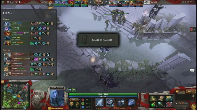 DOTA2: TI6: Team Secret vs Fnatic (Group B, Game 1)