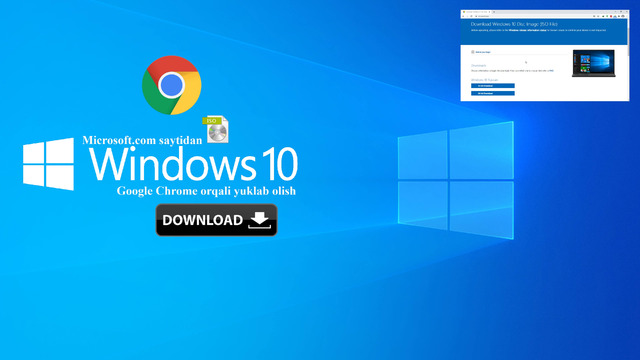 Chrome dasturidan Microsoft saytiga kirib windows 10 iso faylini yuklab olamiz | Скачать windows 10 iso образ из официального сайта Microsoft