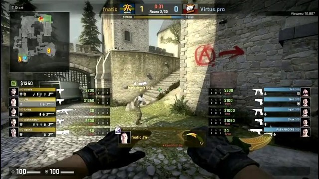 ELEAGUE S1: Grand Final: Virtus.Pro vs Fnatic (Map 1 cbble) CS:GO